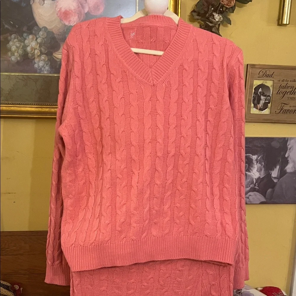 Women's Pink Cable Knit Sweater - Picture 1 of 3